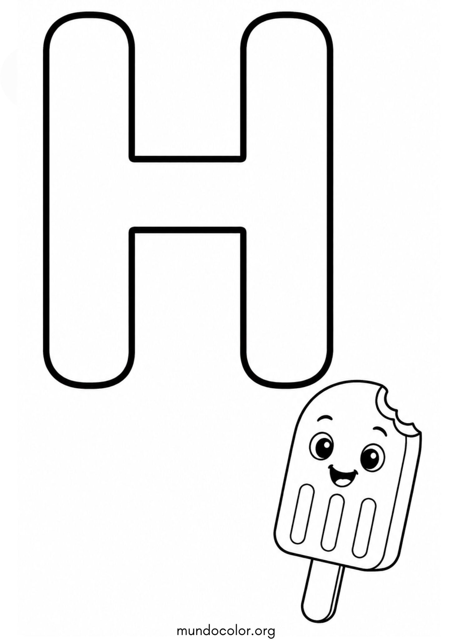 H — Hielo (Letras del alfabeto español) para imprimir y pintar Dibujo de H — Hielo (Letras del alfabeto español) para colorear