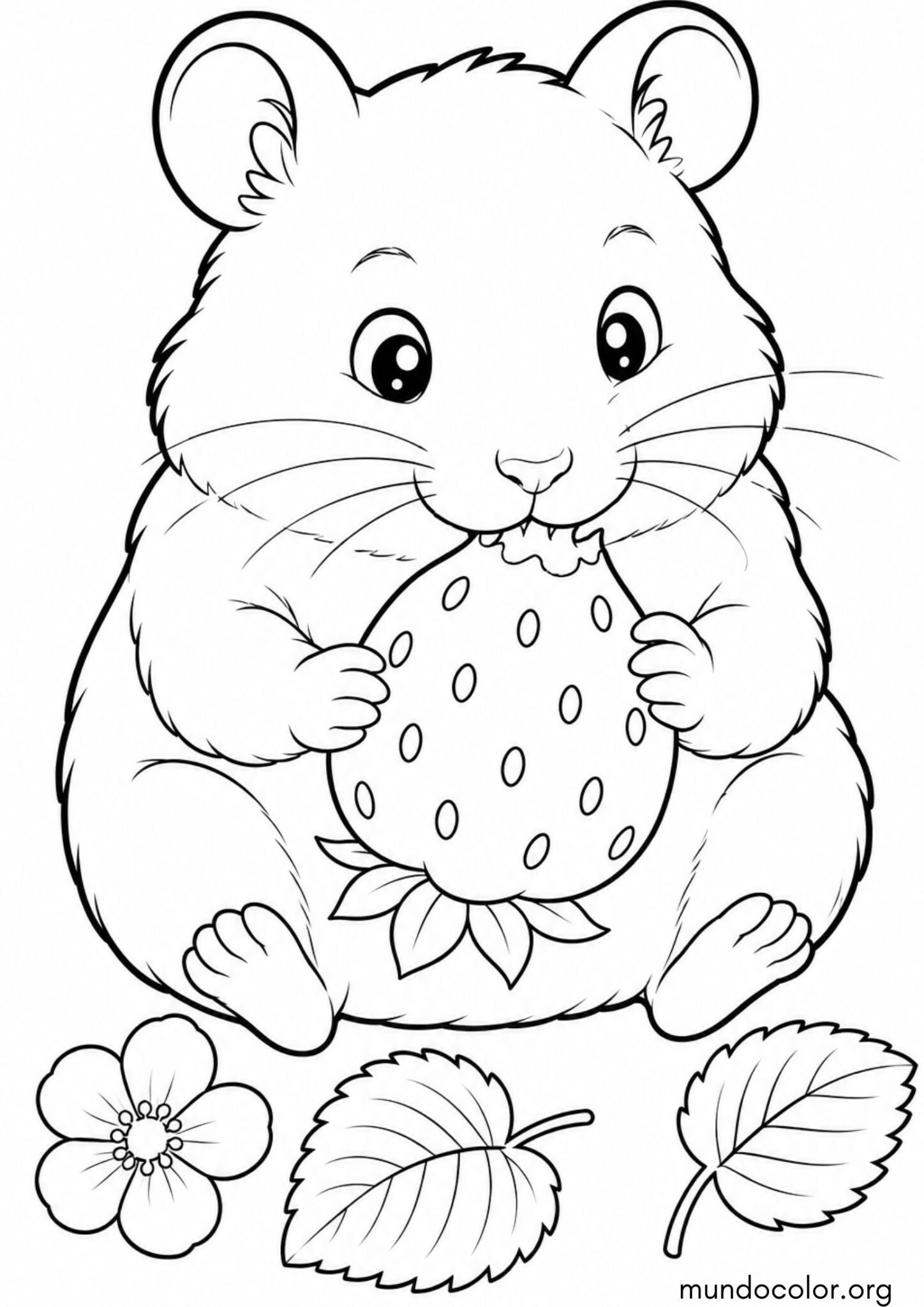 Dibujo de Hámster comiendo fresa para colorear