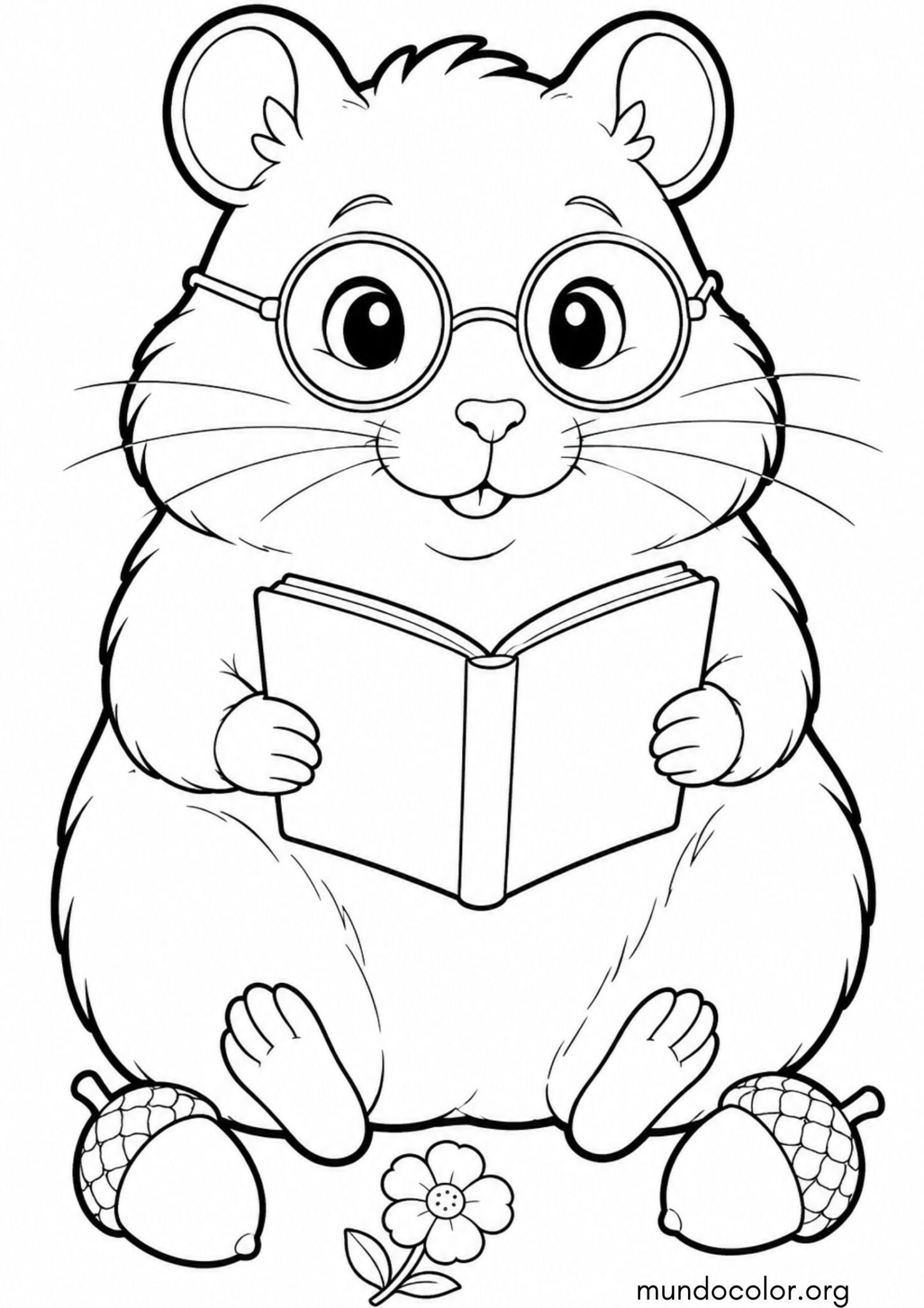 Dibujo de Hámster con gafas para colorear