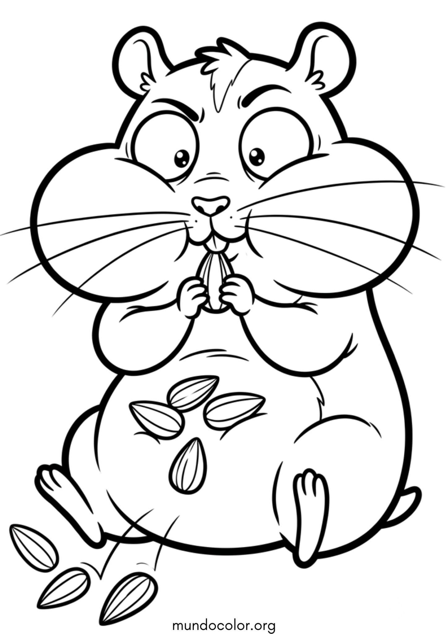 Dibujo de Hámster con las mejillas llenas comiendo para colorear