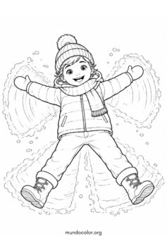 Invierno – Niño haciendo un ángel de nieve
