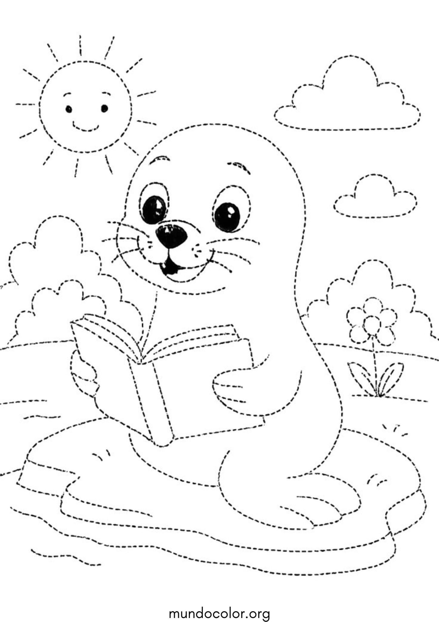Dibujo de Unir los puntos – León marino para colorear