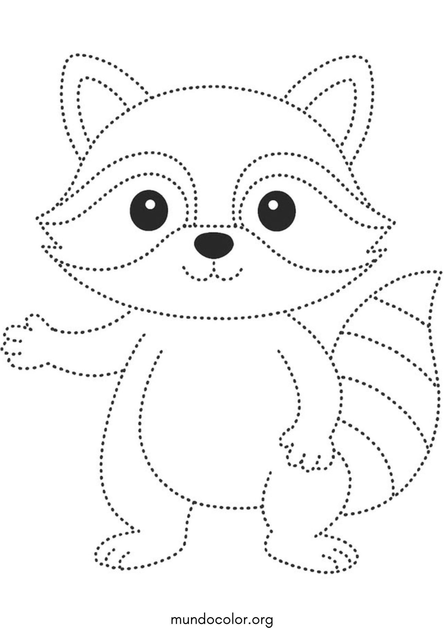 Dibujo de Unir los puntos – Mapache para colorear
