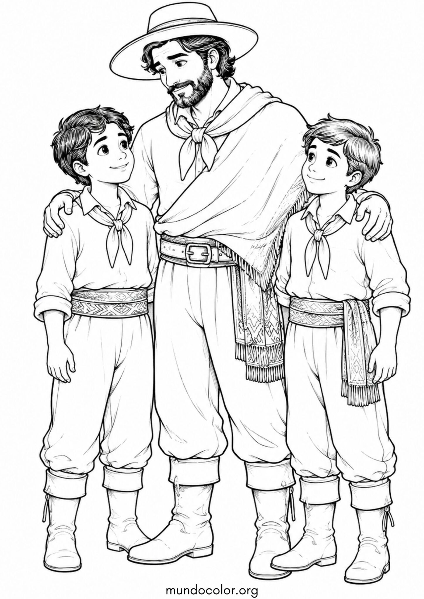 Día de la Tradición en Argentina – Martín Fierro y sus hijos para colorear para imprimir y pintar Dibujo de Día de la Tradición en Argentina – Martín Fierro y sus hijos para colorear para colorear