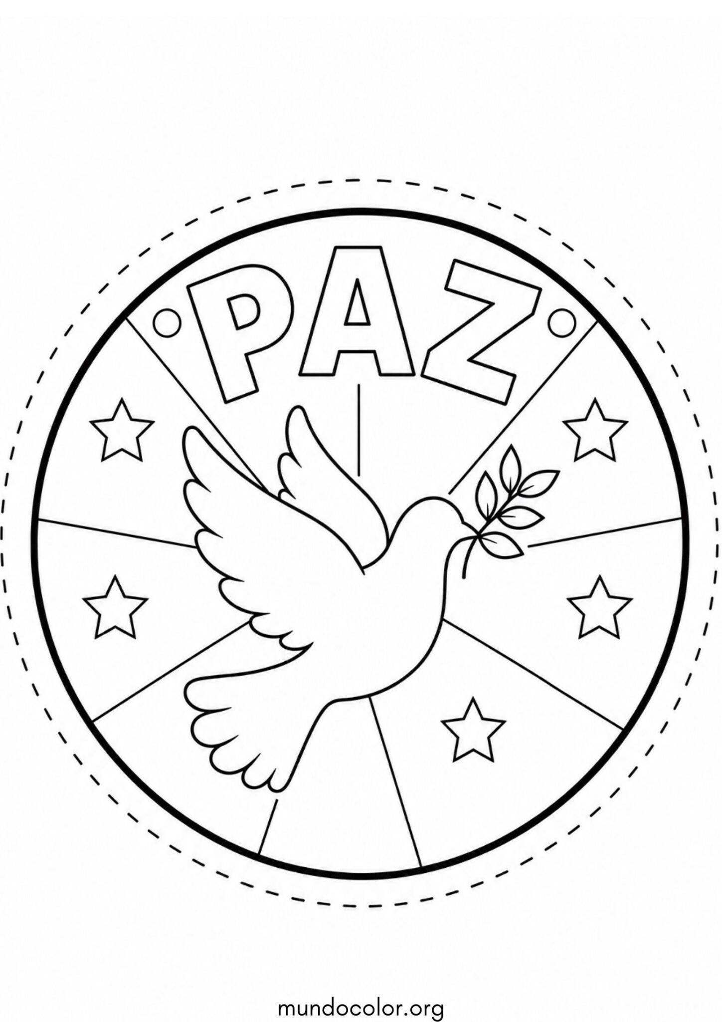 Dibujo de Medalla de la paz para colorear y recortar para colorear