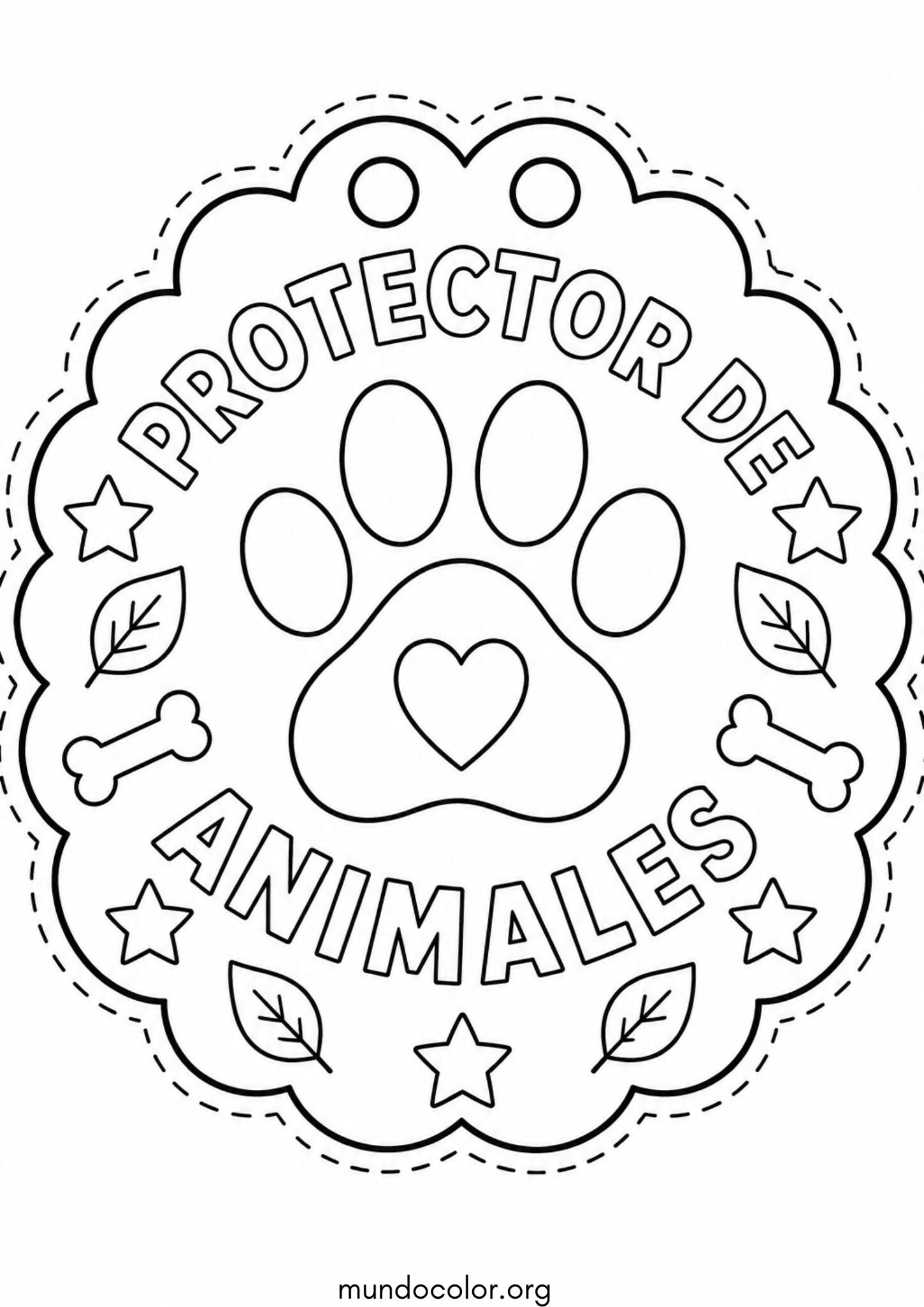 Dibujo de Medalla del Protector de los Animales para recortar para colorear