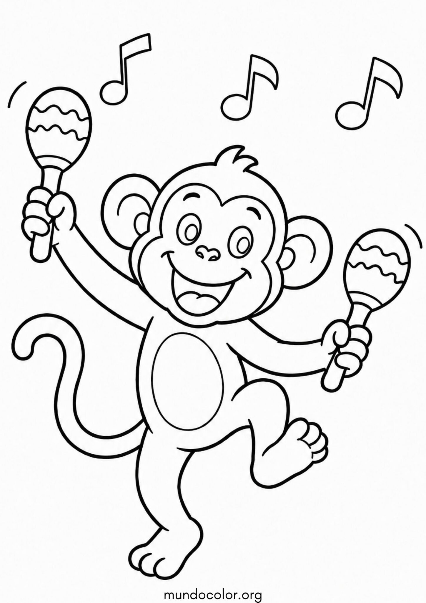 Dibujo de Día de la Música – Monito tocando los maracas y bailando al ritmo para colorear