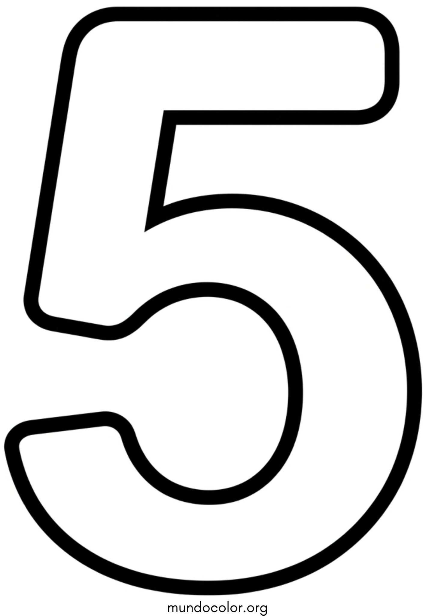 Dibujo de Número 5 (cinco) para imprimir Dibujo de Número 5 (cinco) para colorear