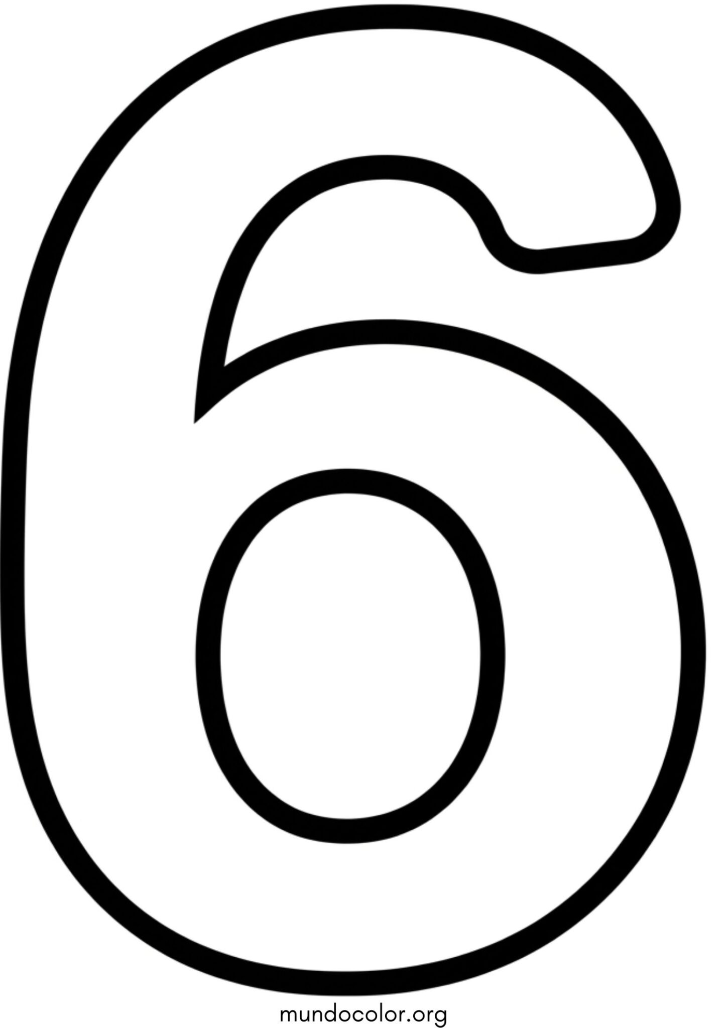 Dibujo de Número 6 (seis) para colorear