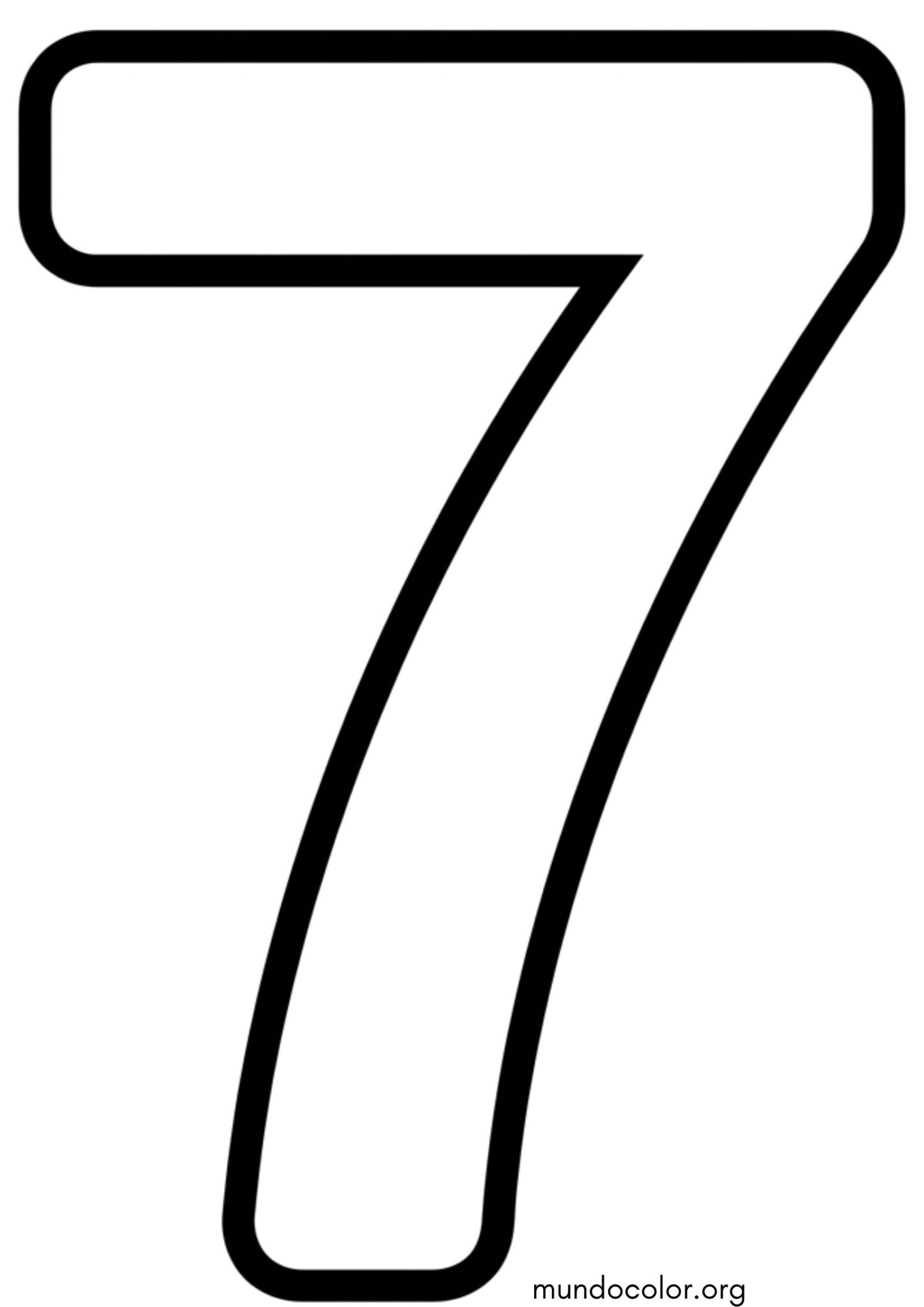 Dibujo de Número 7 (siete) para imprimir Dibujo de Número 7 (siete) para colorear