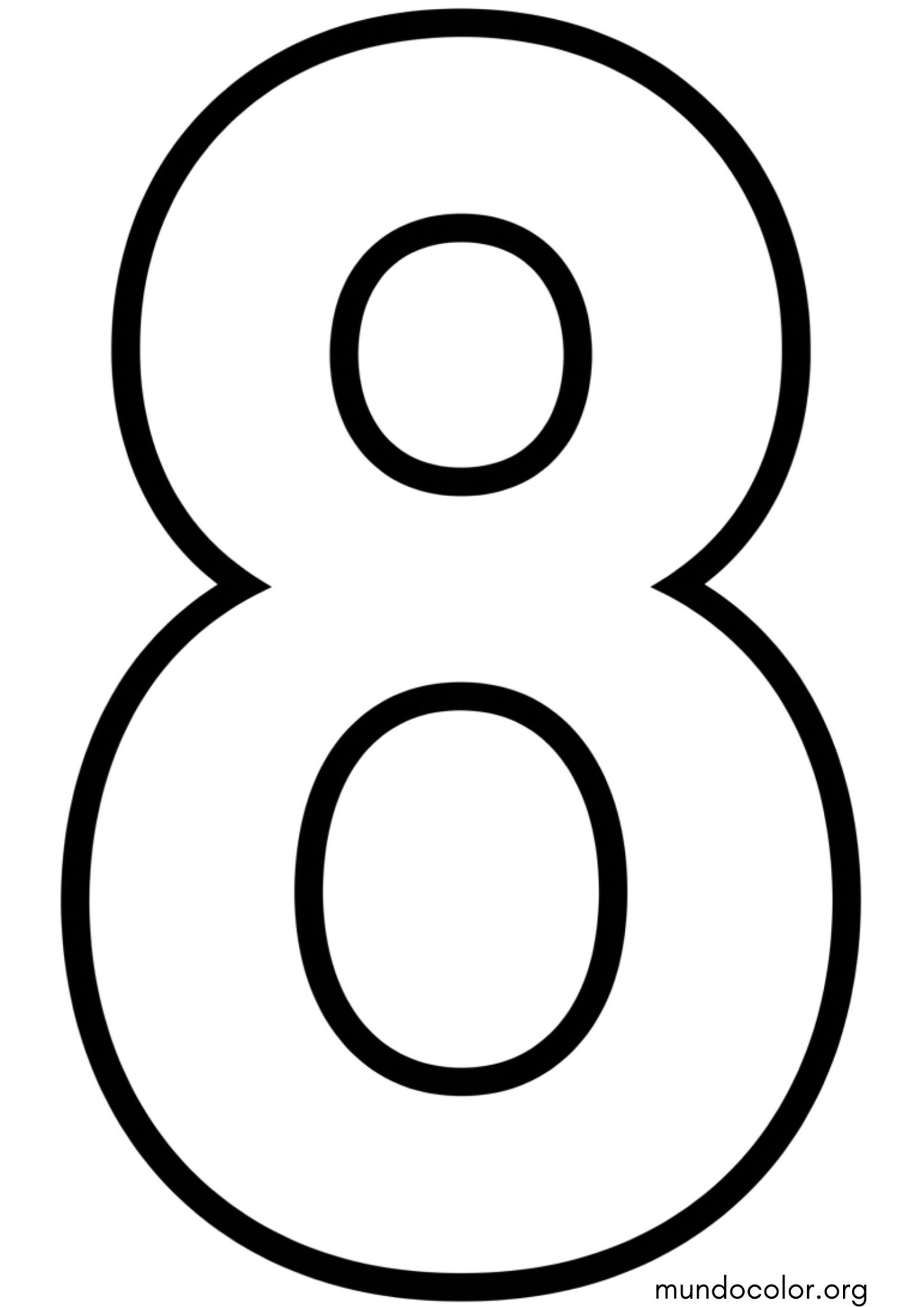Dibujo de Número 8 (ocho) para imprimir Dibujo de Número 8 (ocho) para colorear