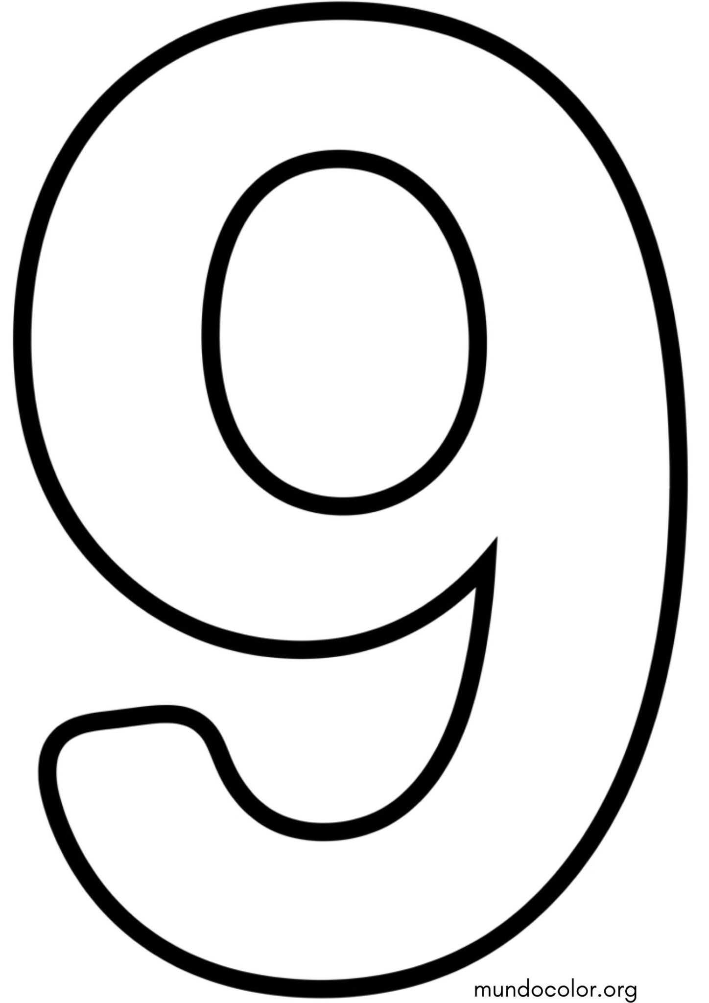 Dibujo de Número 9 (nueve) para imprimir Dibujo de Número 9 (nueve) para colorear