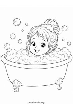 Día Mundial de la Salud – Niña dándose un baño relajante con burbujas de jabón