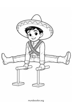 Día de la Revolución Mexicana – Niño haciendo gimnasia con uniforme revolucionario