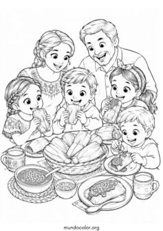 Día de la Candelaria y Tamales – Niños comiendo tamales de dulce y de mole en familia