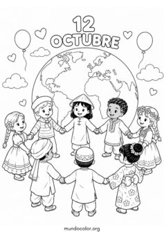 Niños del mundo cogidos de la mano el 12 de octubre