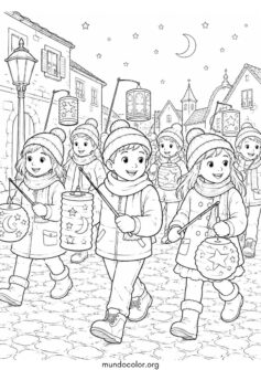 Niños en el desfile de farolillos de San Martín
