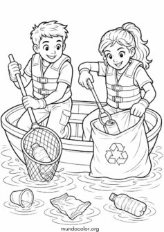 Día de la Tierra – Niños limpiando el lago de plástico y basura