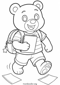 Vuelta al cole – Osito tierno con mochila y libreta