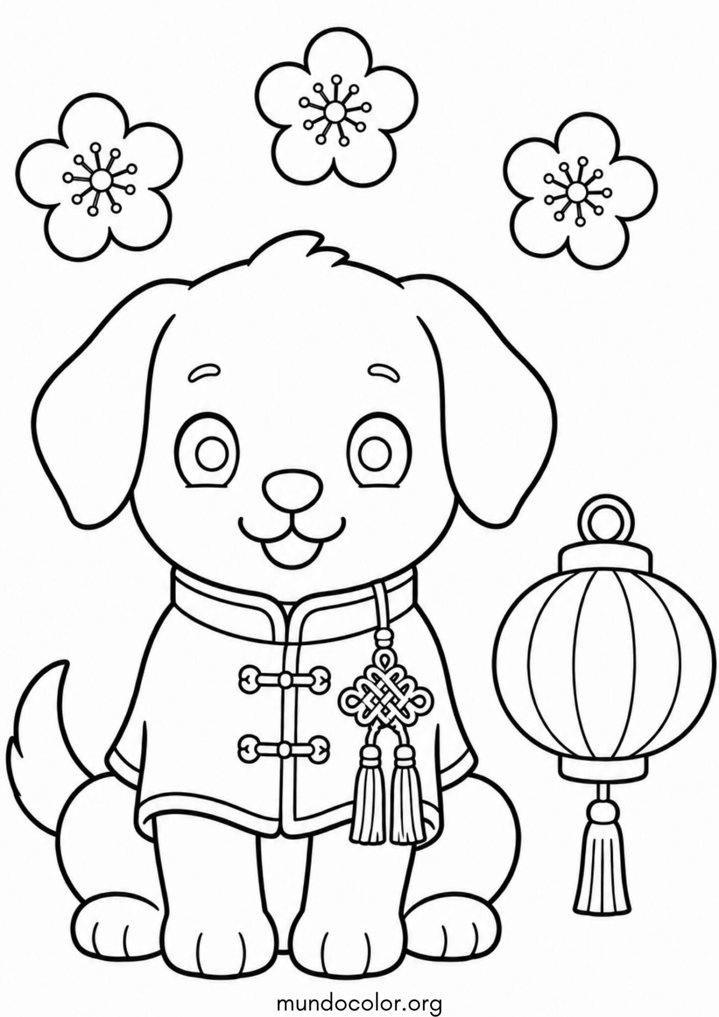 Dibujo de 🐕 Perro kawaii del horóscopo chino para colorear