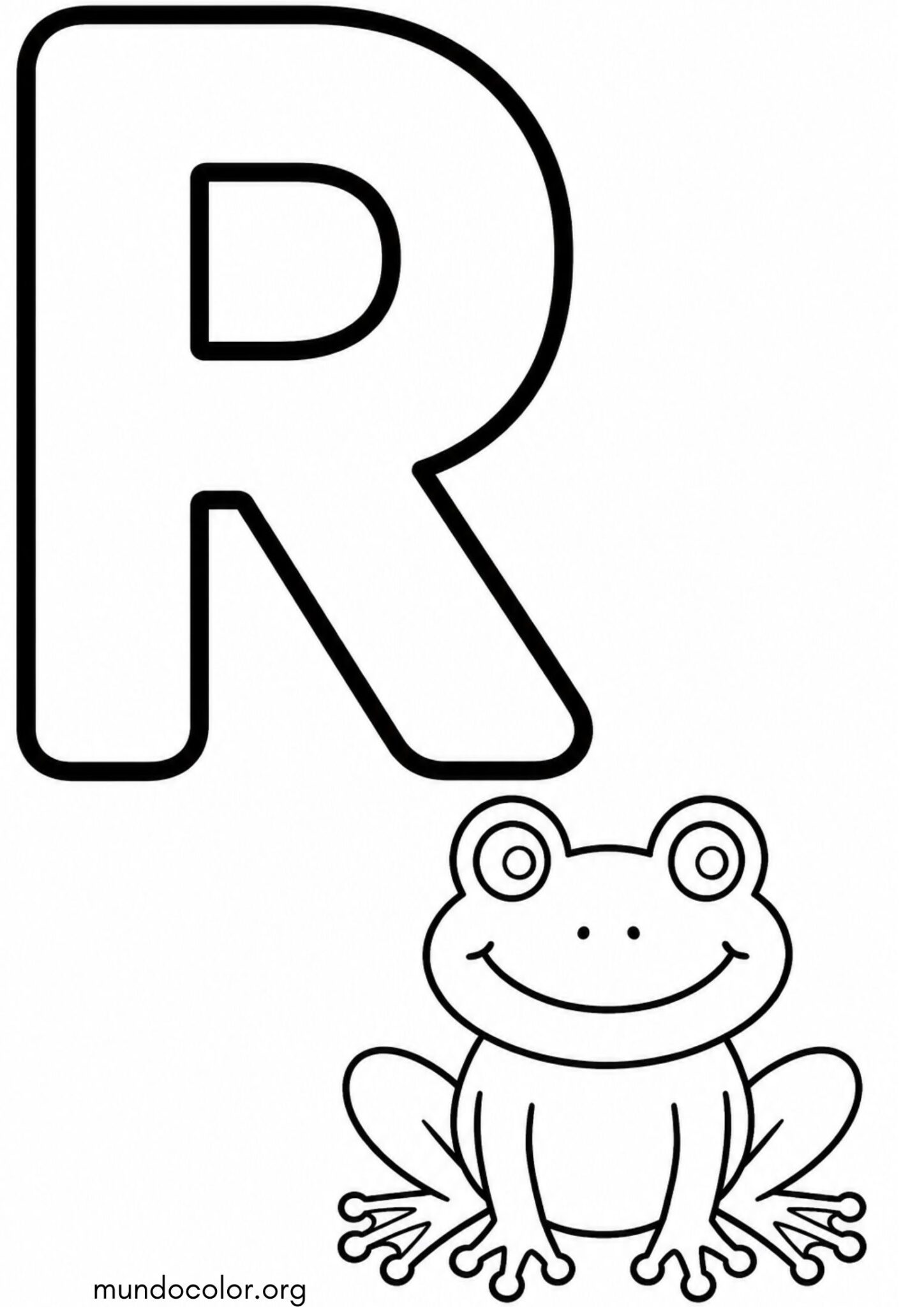 Dibujo de R — Rana (Letras del alfabeto español) para colorear