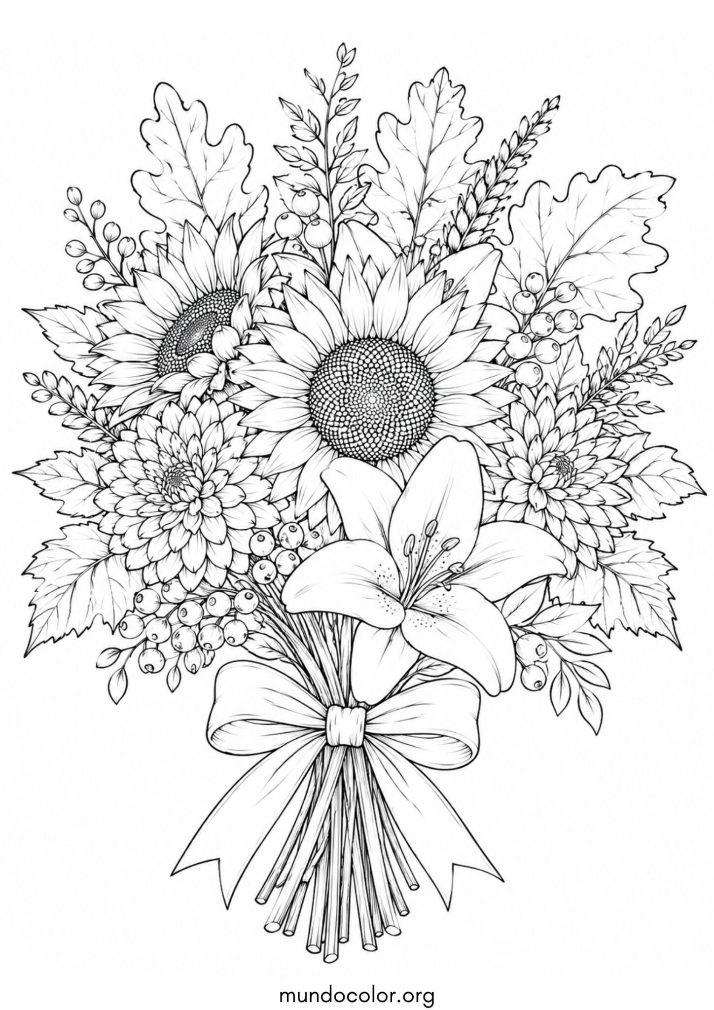 Dibujo de Ramo de flores de otoño para imprimir Dibujo de Ramo de flores de otoño para colorear
