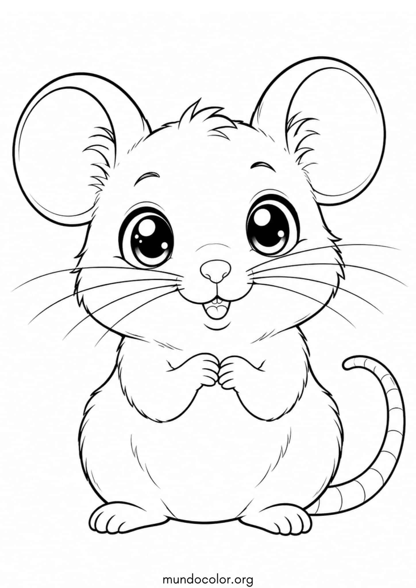 Dibujo de 🐀 Rata kawaii del horóscopo chino para colorear