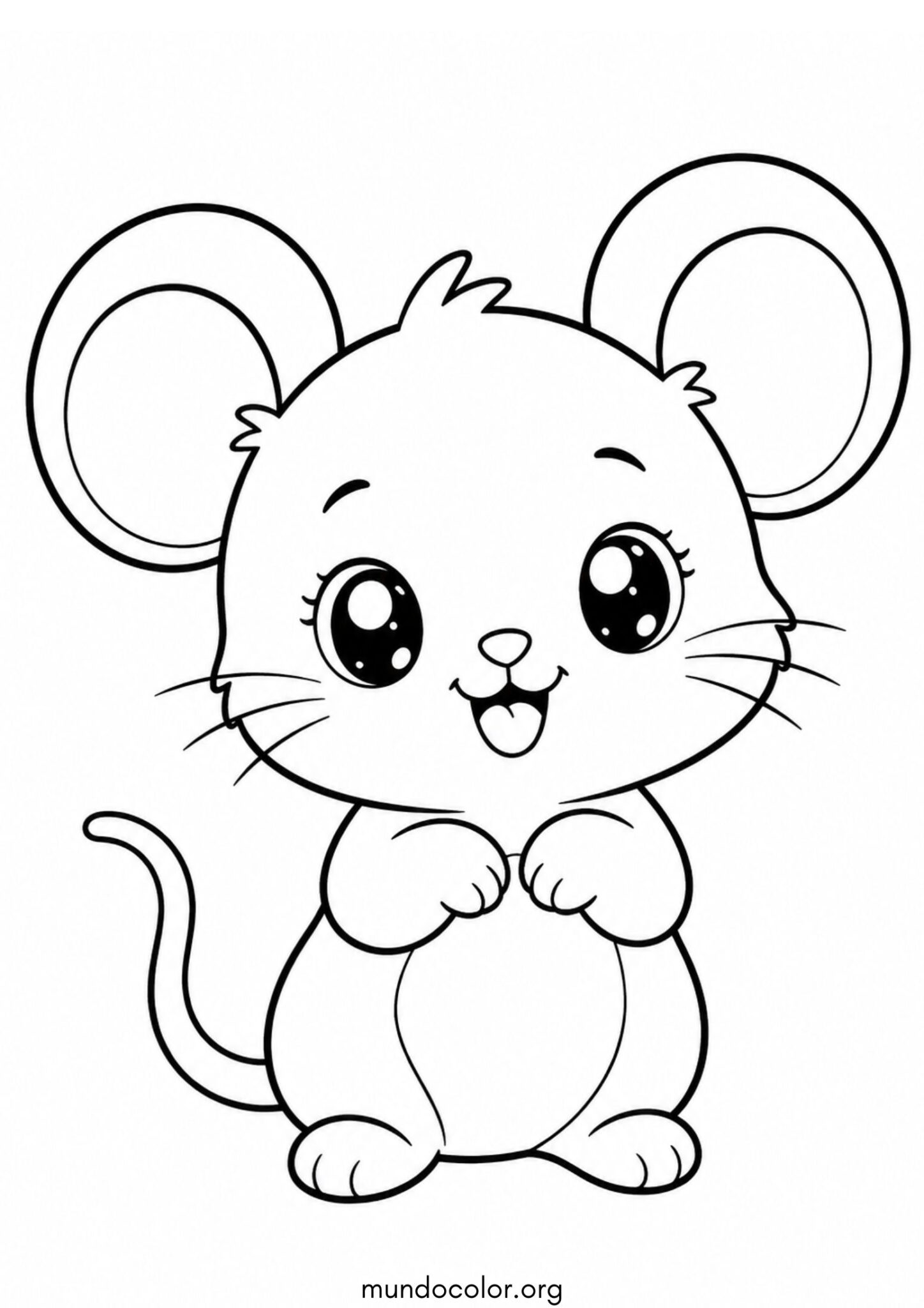 Dibujo de Ratoncito kawaii muy tierno para colorear