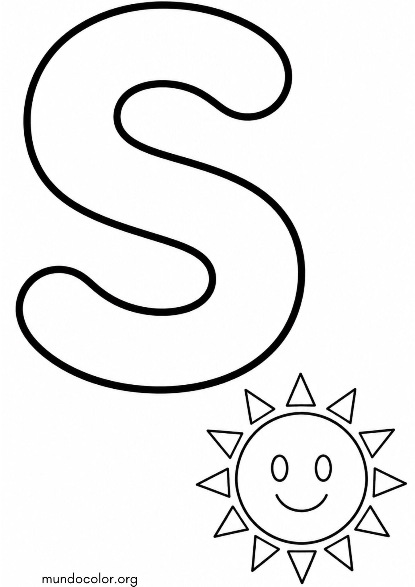 Dibujo de S — Sol (Letras del alfabeto español) para colorear