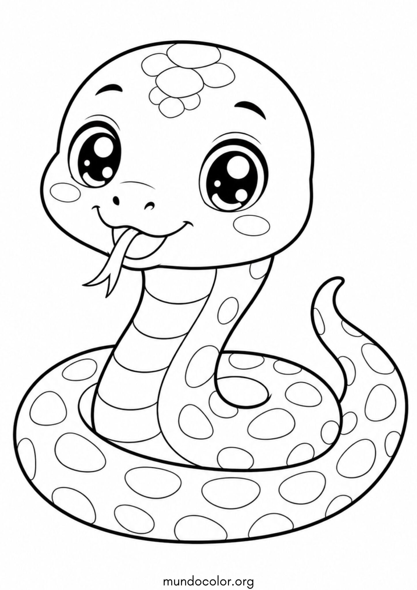 Dibujo de 🐍 Serpiente kawaii del horóscopo chino para colorear