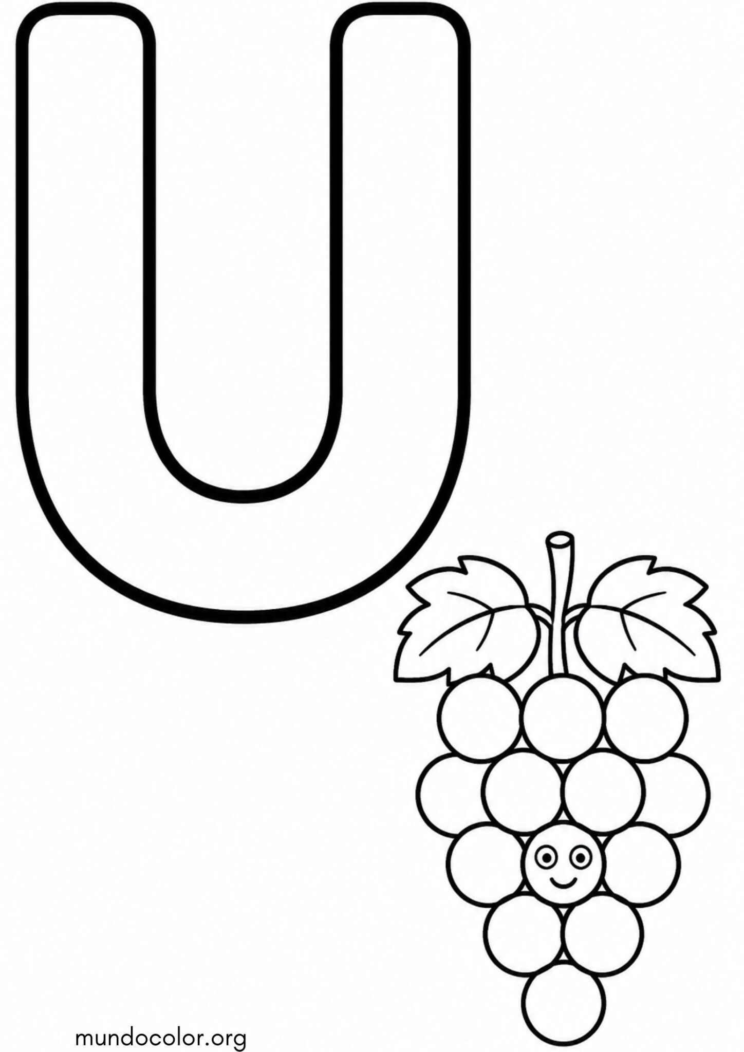 Dibujo de U — Uvas (Letras del alfabeto español) para colorear