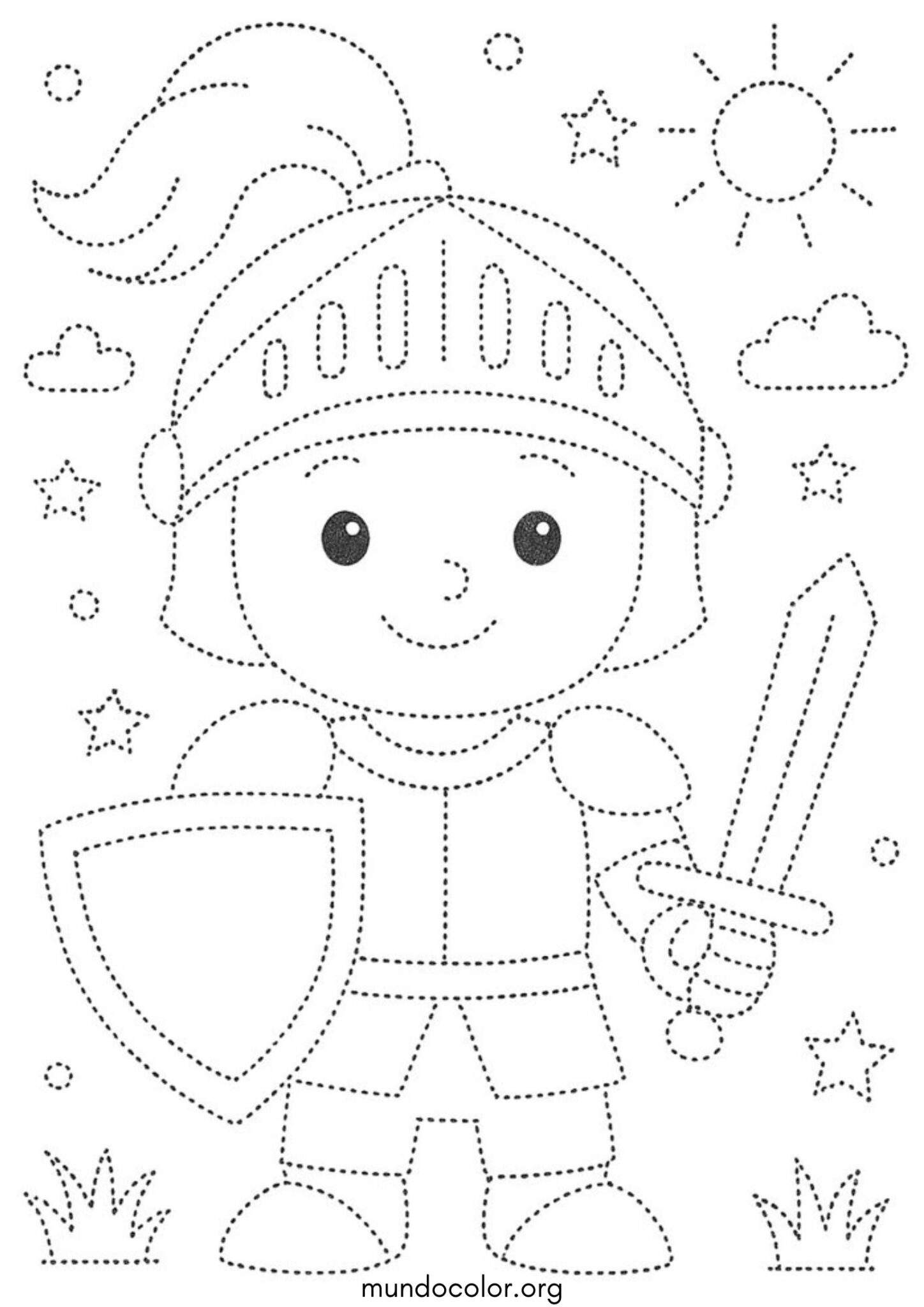 Dibujo de Unir los puntos – Caballero para colorear