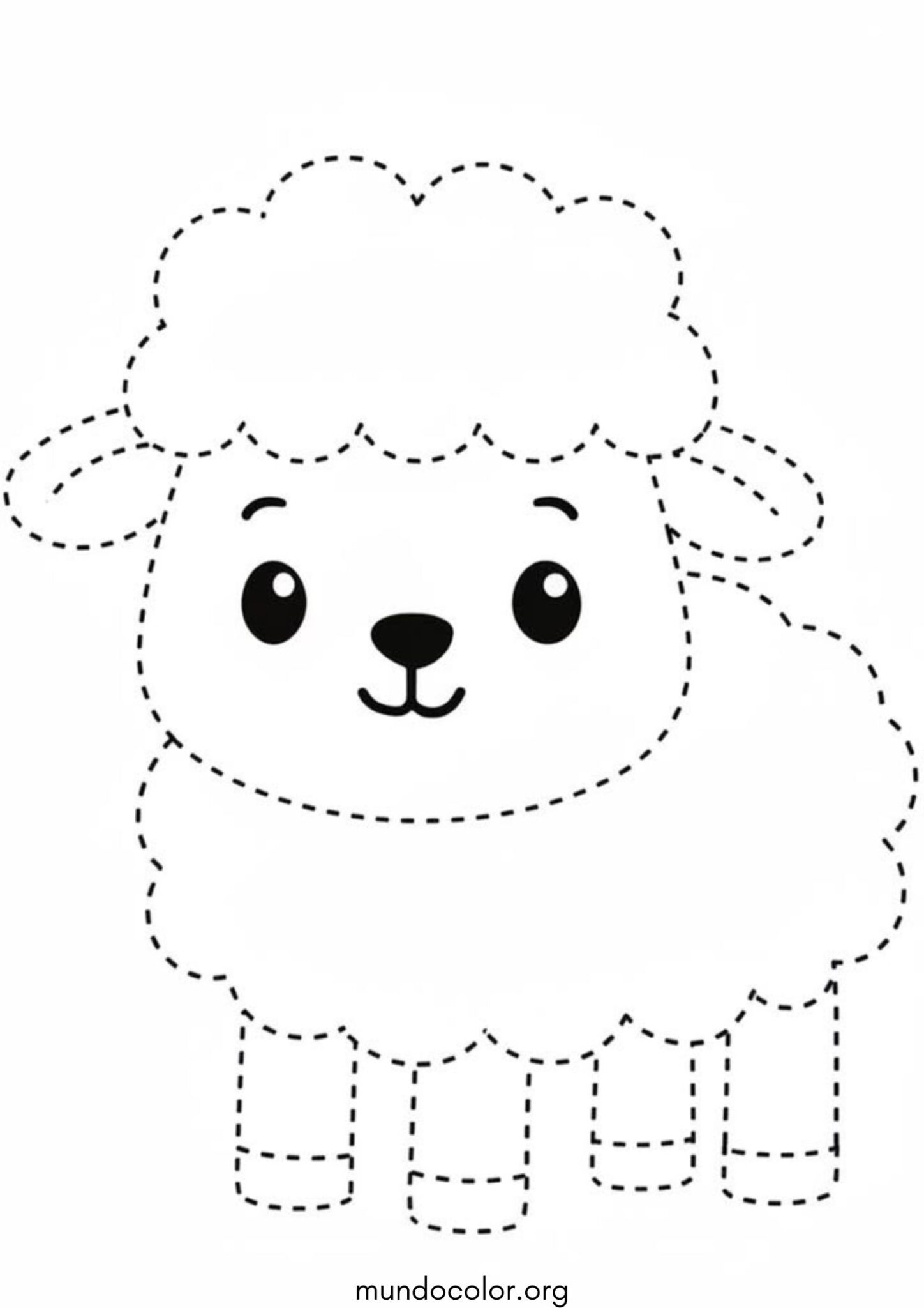 Unir los puntos – Oveja para imprimir y pintar Dibujo de Unir los puntos – Oveja para colorear