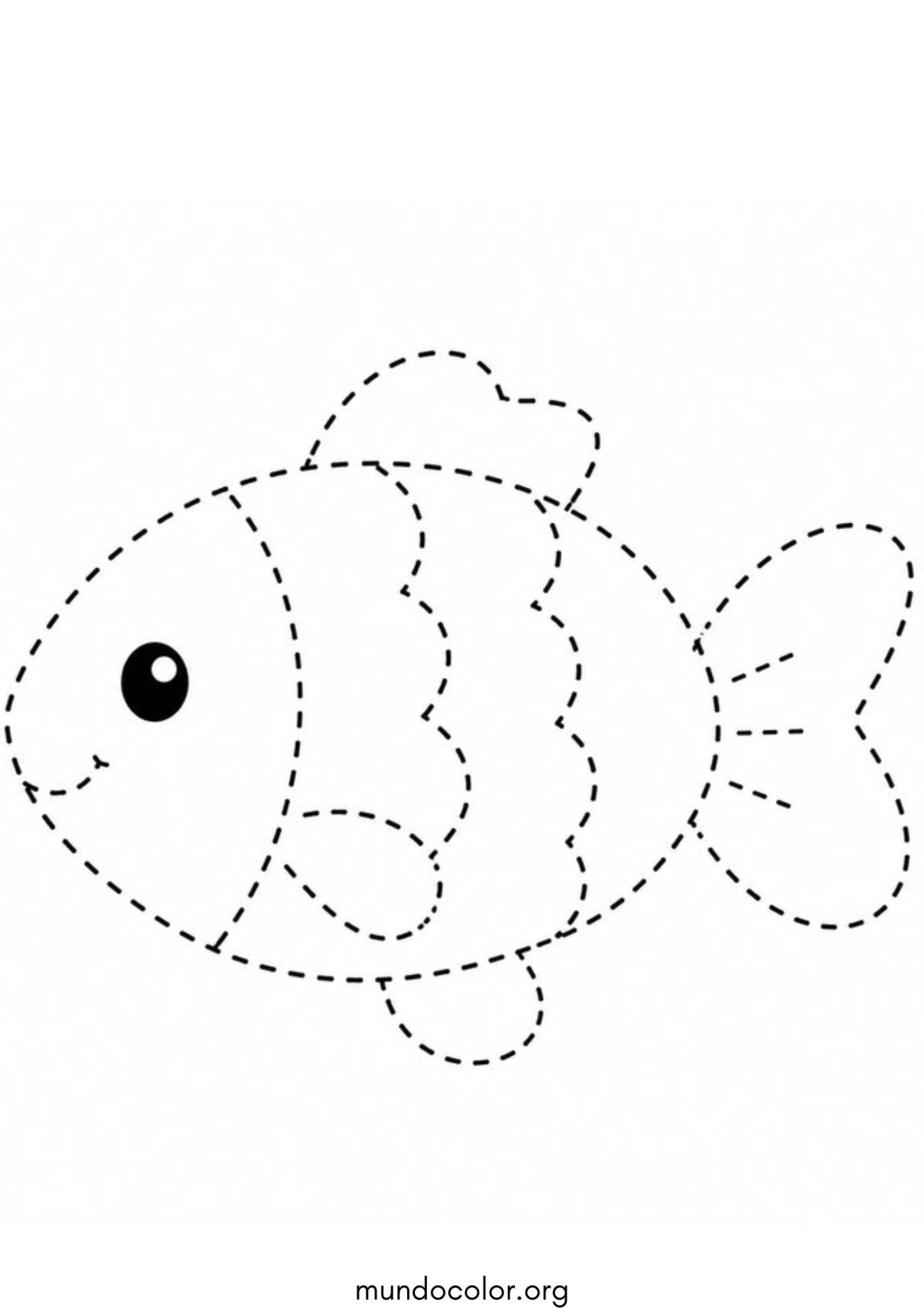 Unir los puntos – Pececito para imprimir y pintar Dibujo de Unir los puntos – Pececito para colorear
