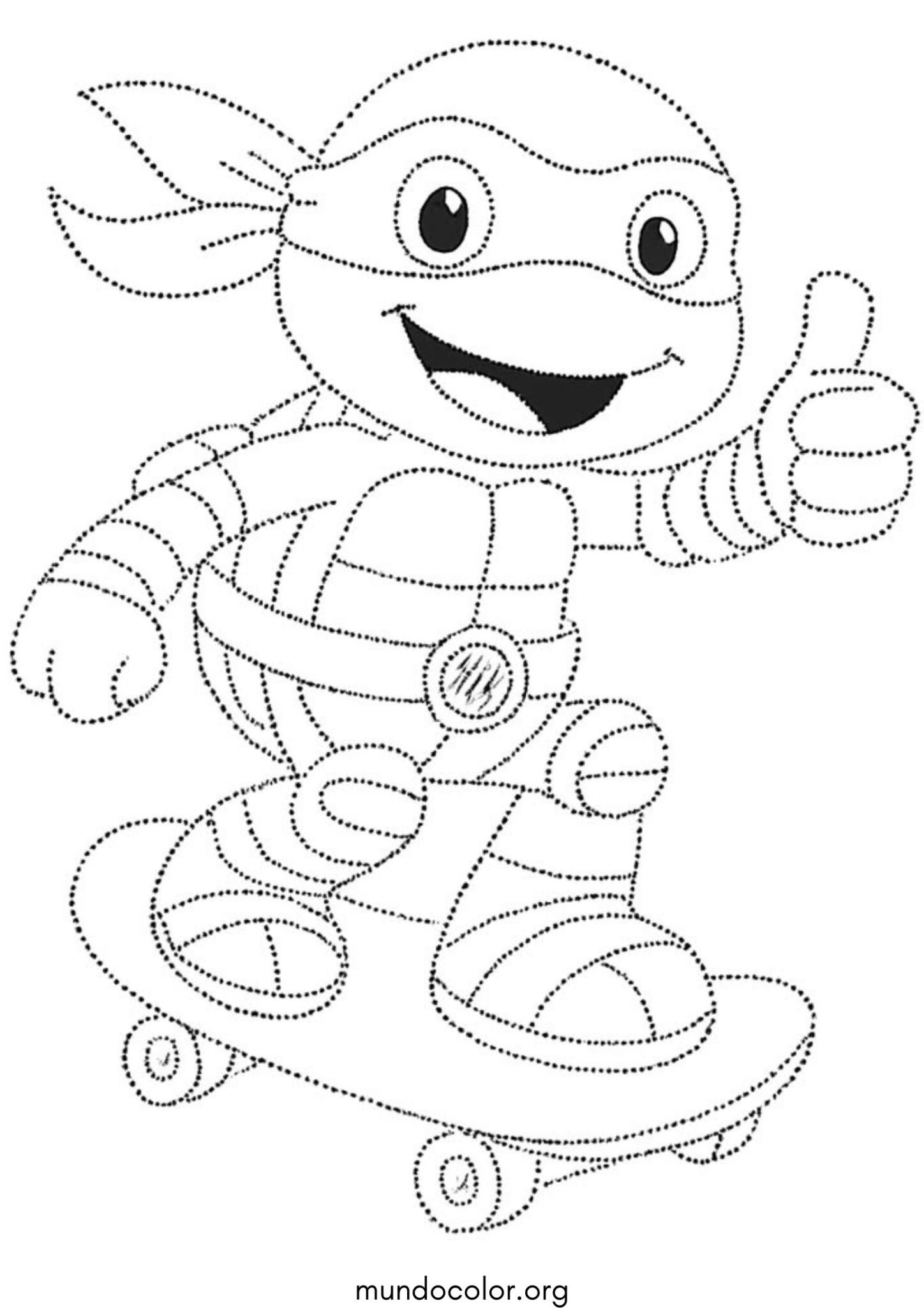 Dibujo de Unir los puntos – Tortuga Ninja para colorear