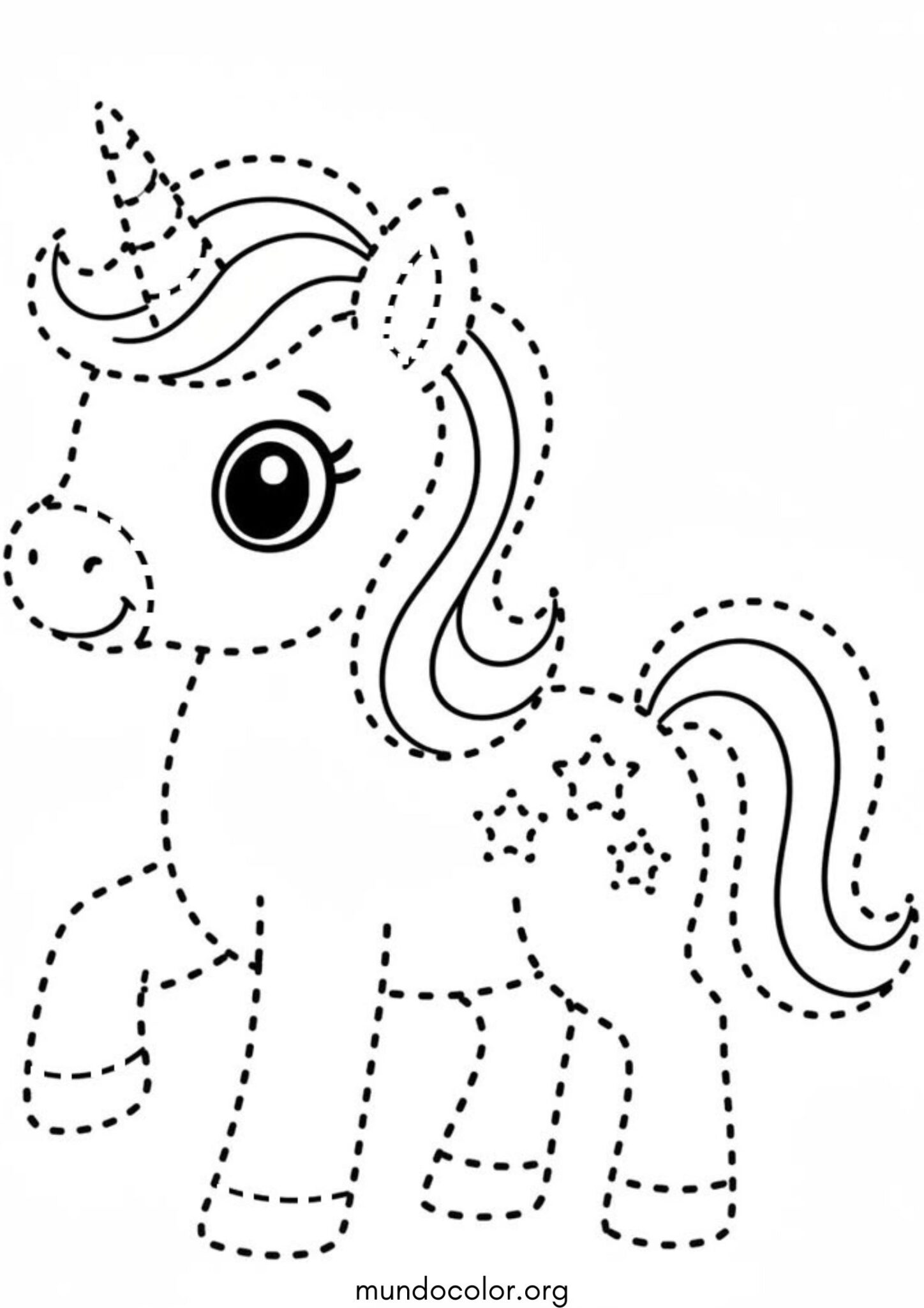 Dibujo de Unir los puntos – Unicornio para colorear