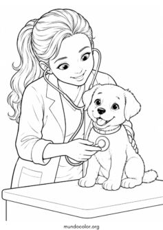 Día Mundial de los Animales – Veterinario examinando a un perrito feliz
