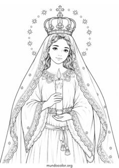 Día de la Candelaria y Tamales – Virgen de la Candelaria con corona y una vela encendida