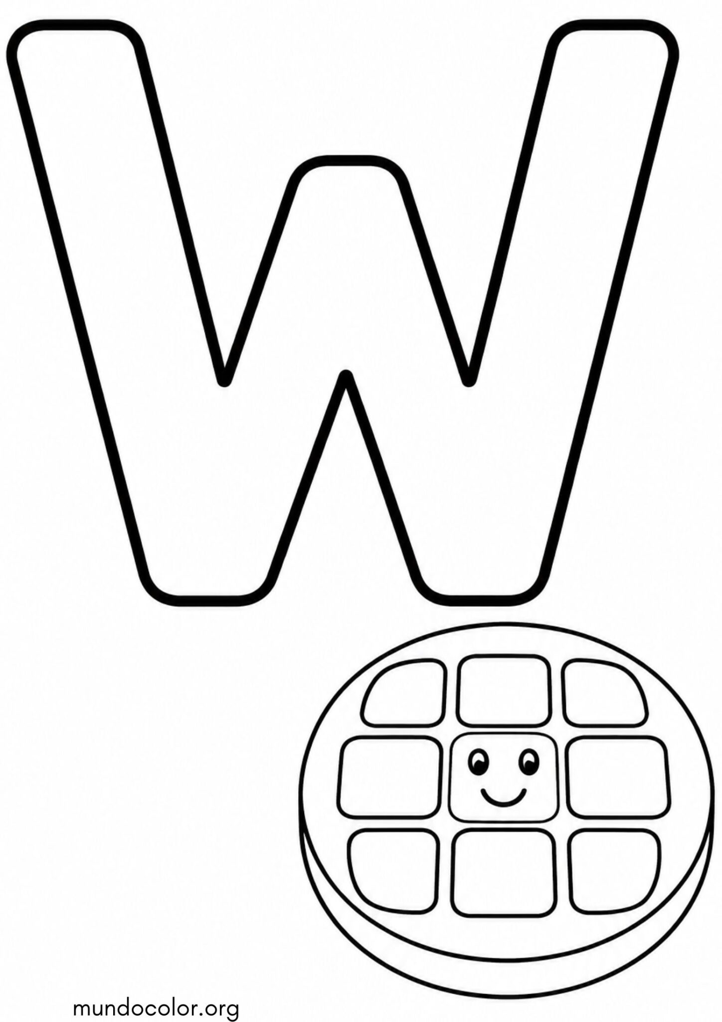 Dibujo de W — Waffle (Letras del alfabeto español) para colorear