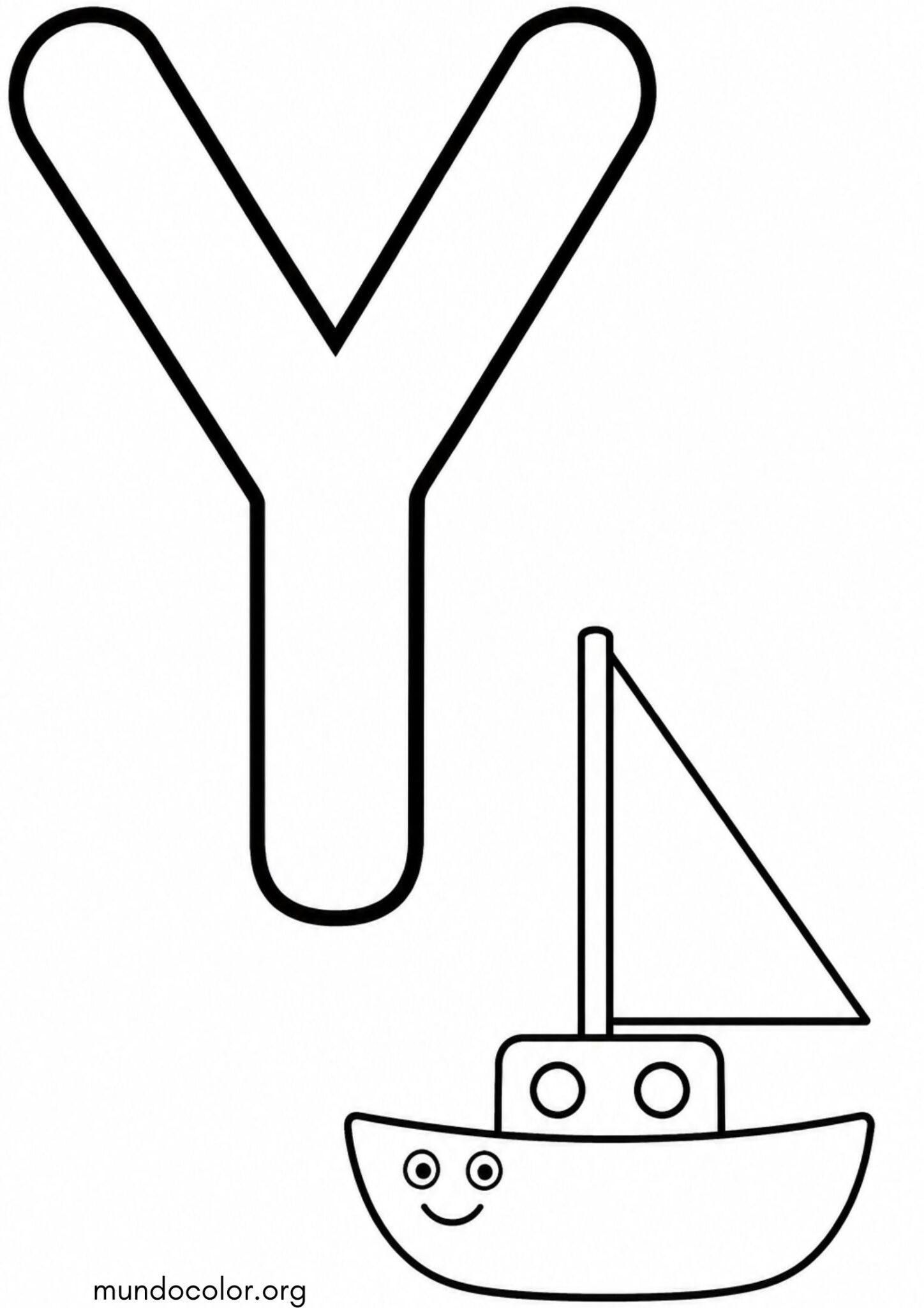 Dibujo de Y — Yate (Letras del alfabeto español) para colorear