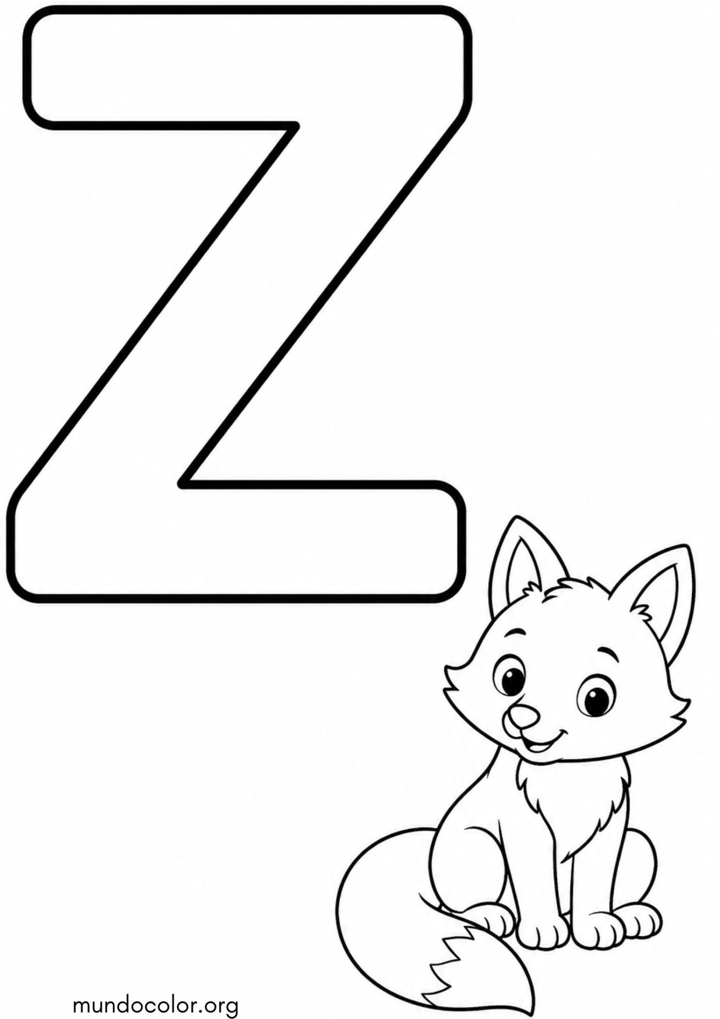 Dibujo de Z — Zorro (Letras del alfabeto español) para colorear