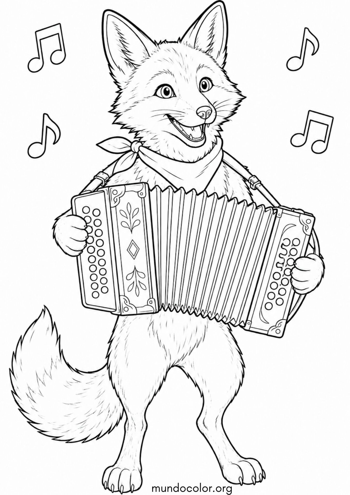 Dibujo de Día de la Música – Zorrillo tocando el acordeón feliz para colorear