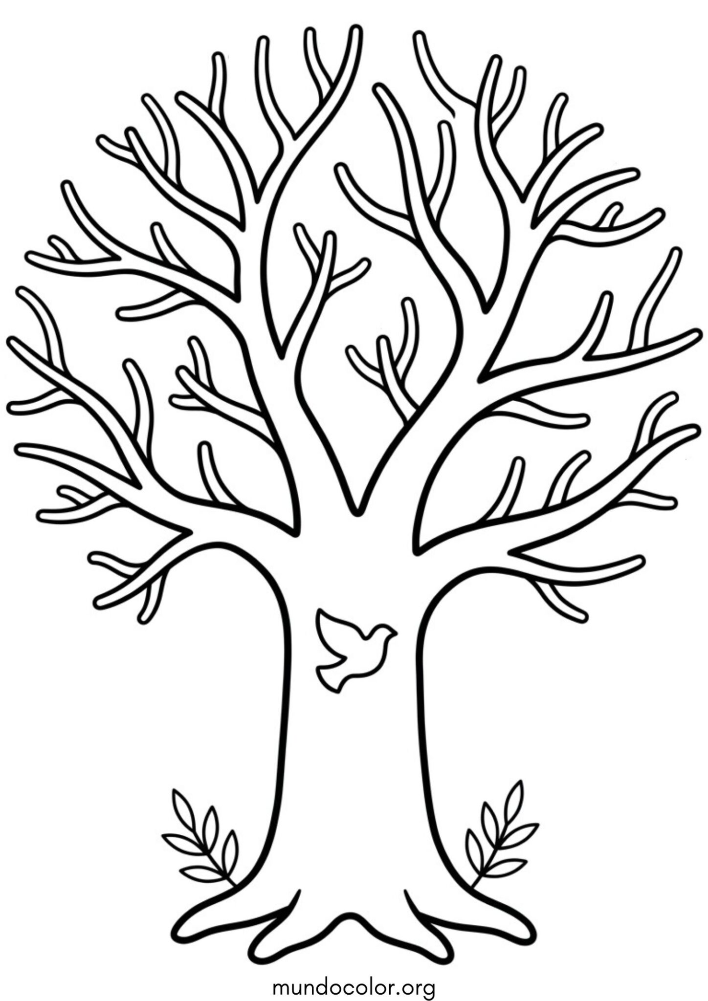 Dibujo de Árbol de la paz sin hojas para huellas dactilares para colorear