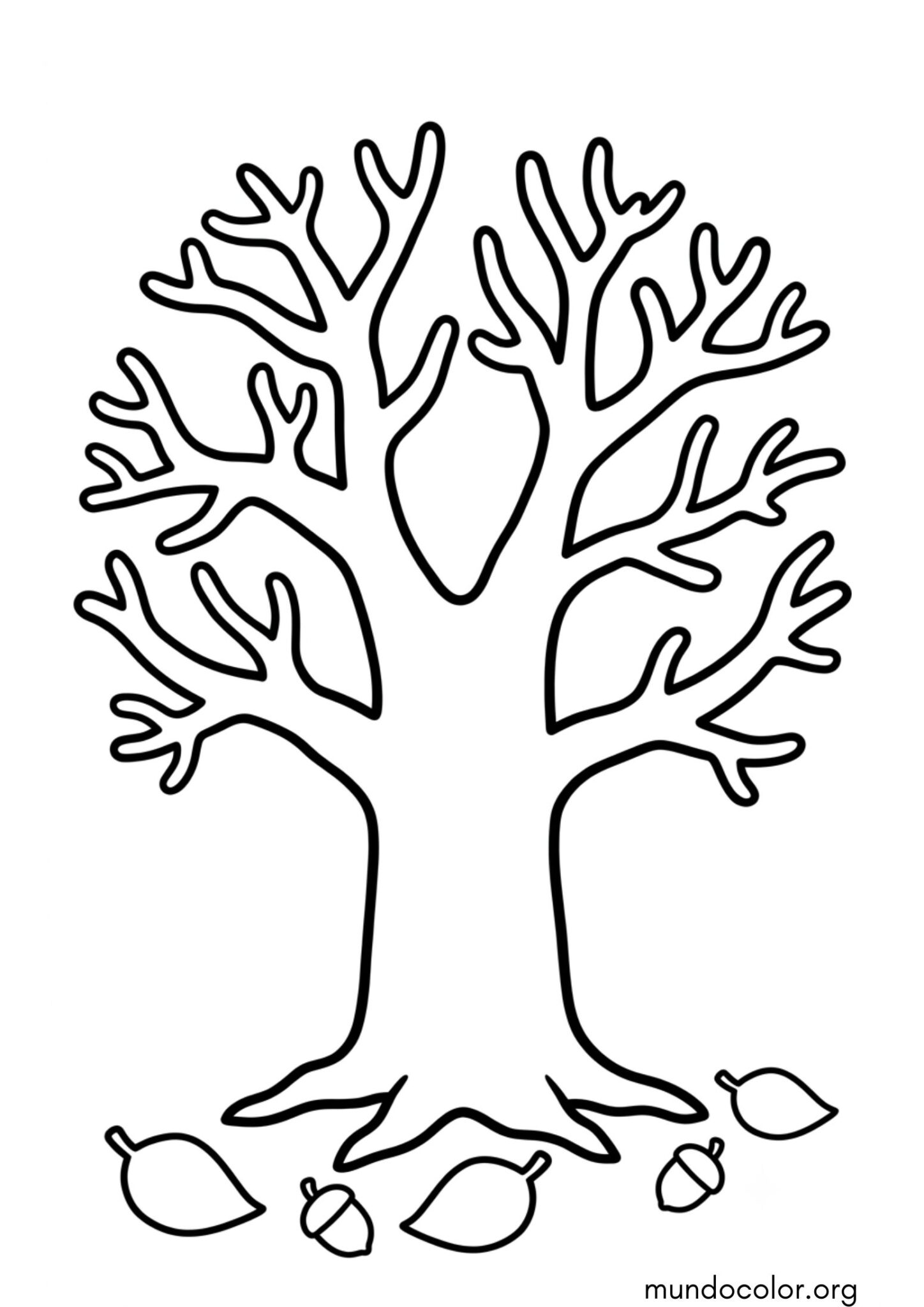 Dibujo de Árbol de otoño sin hojas para pintar con los dedos para imprimir Dibujo de Árbol de otoño sin hojas para pintar con los dedos para colorear