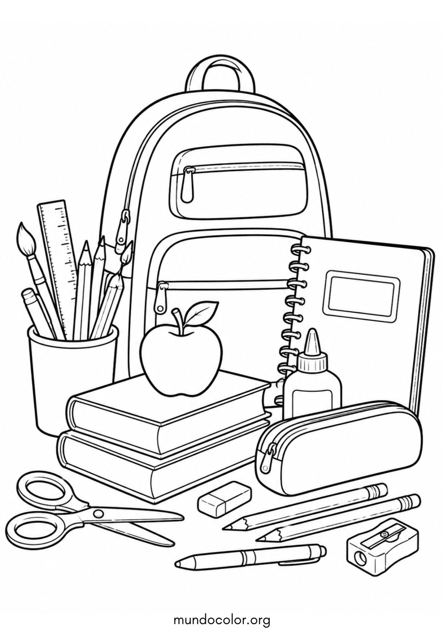 Dibujo de Útiles escolares para colorear