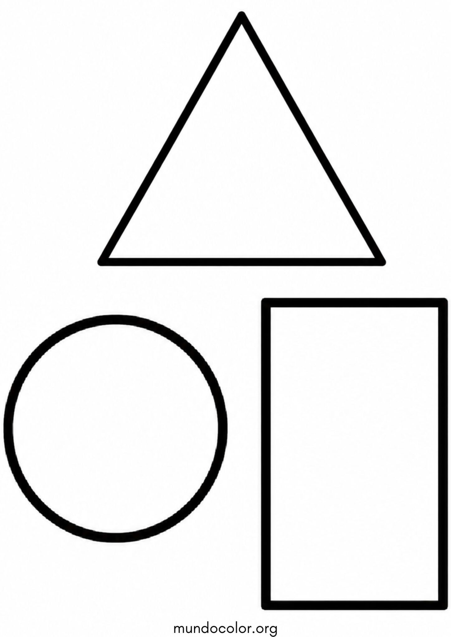 Dibujo de Figuras geométricas básicas: triángulo, círculo y rectángulo para colorear