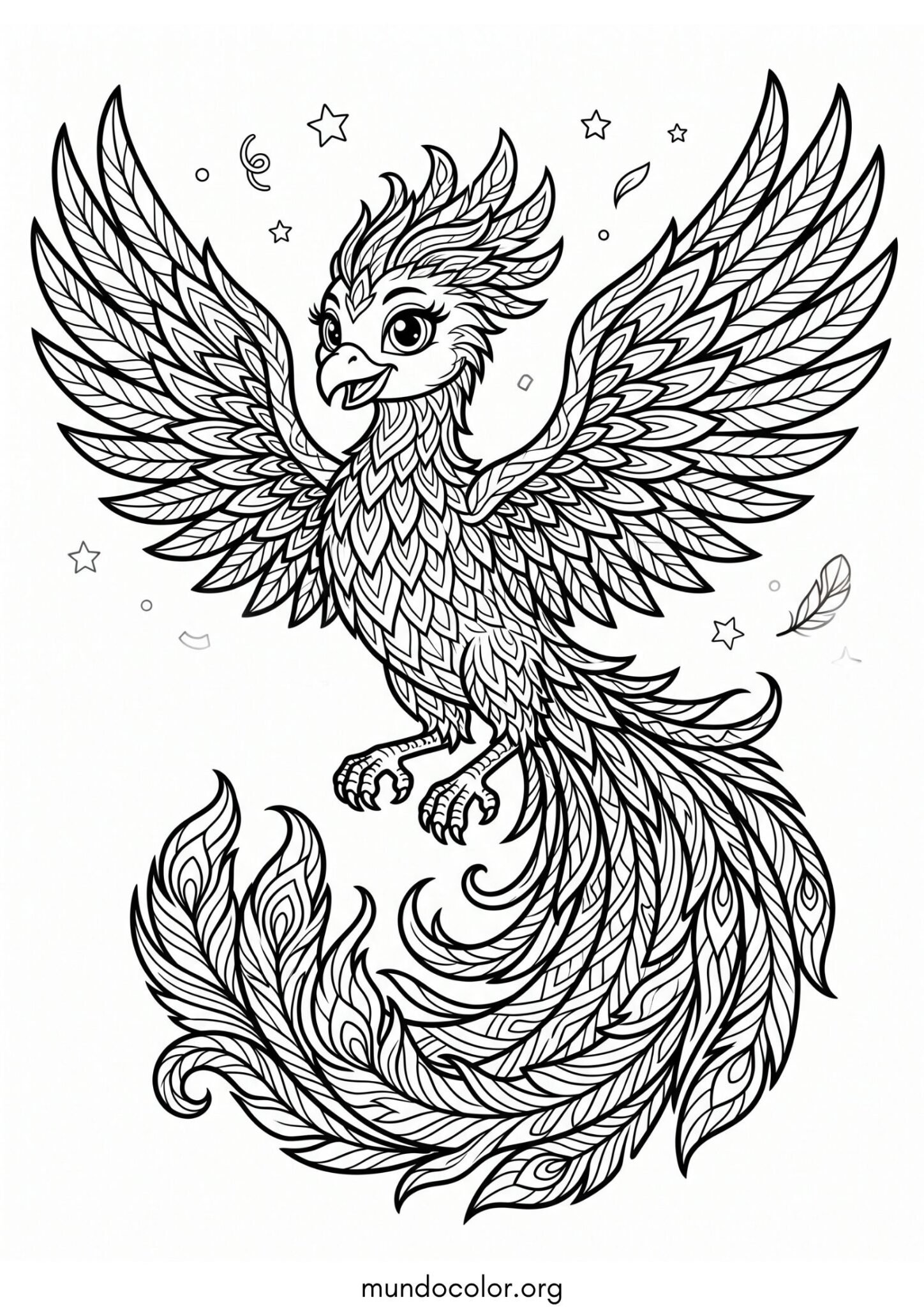 Dibujo de Ave Fénix antiestrés para imprimir Dibujo de Ave Fénix antiestrés para colorear