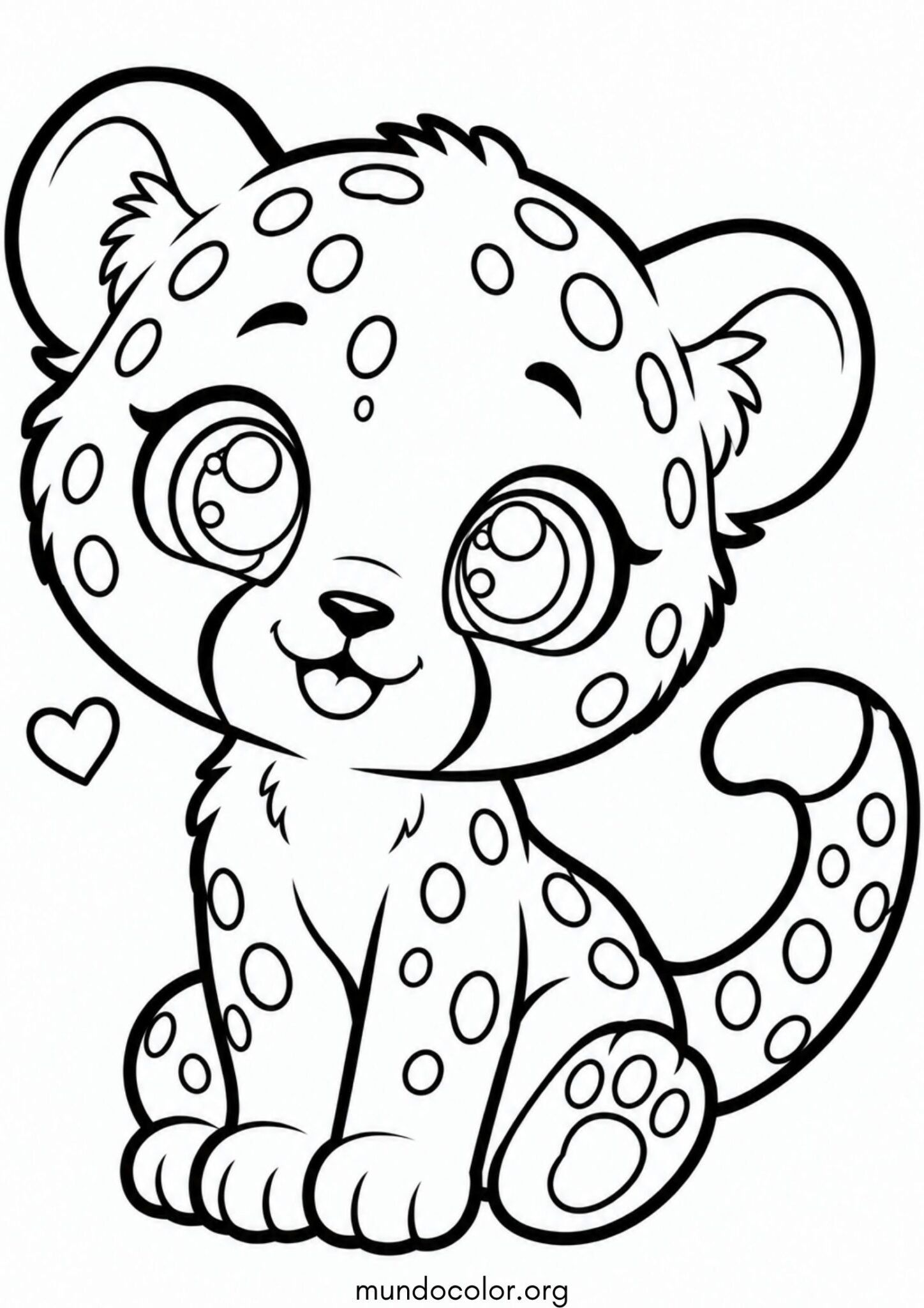 Dibujo de Bebé guepardo estilo kawaii para imprimir Dibujo de Bebé guepardo estilo kawaii para colorear