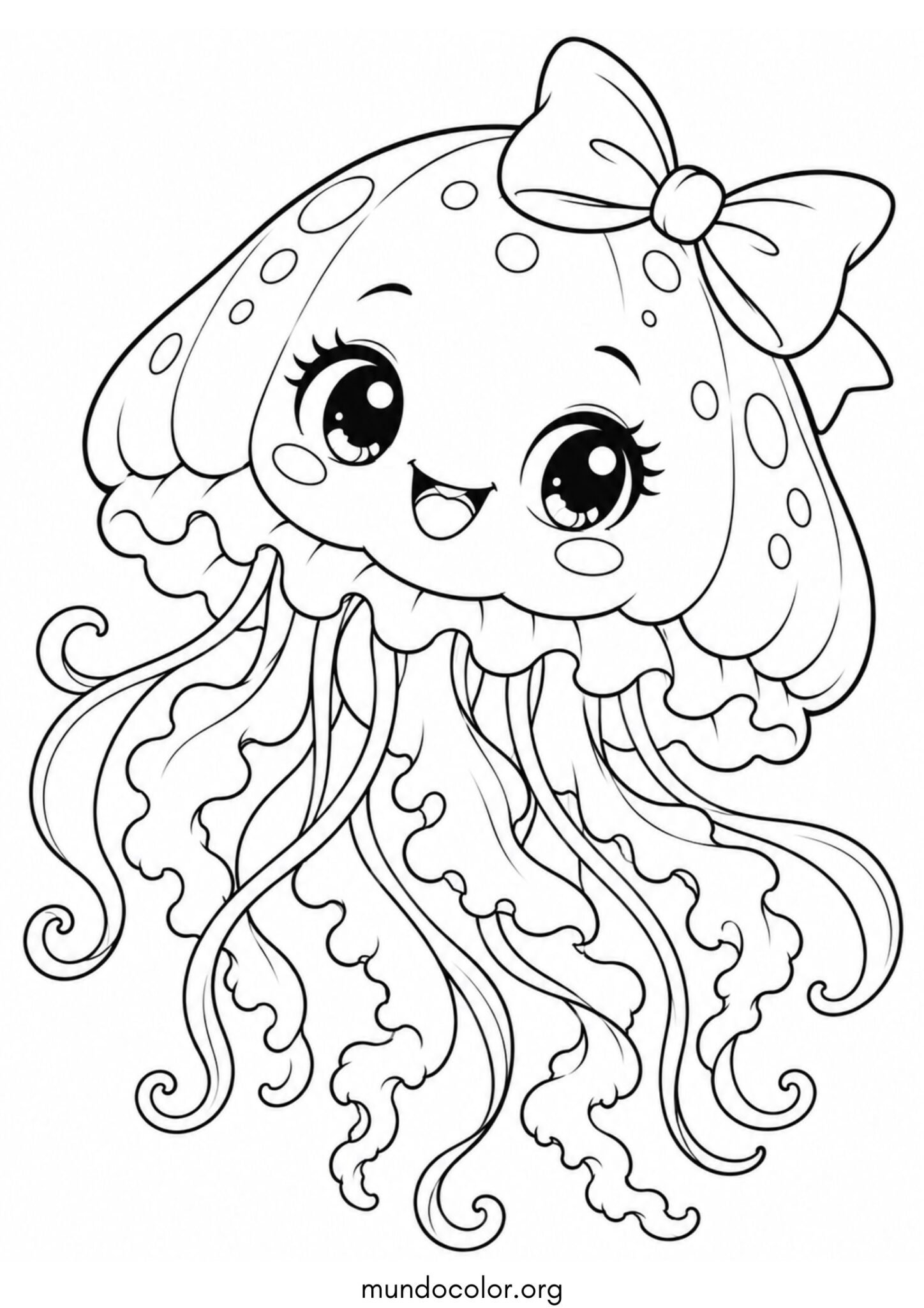Dibujo de Bebé medusa con un lazo en la cabeza para colorear