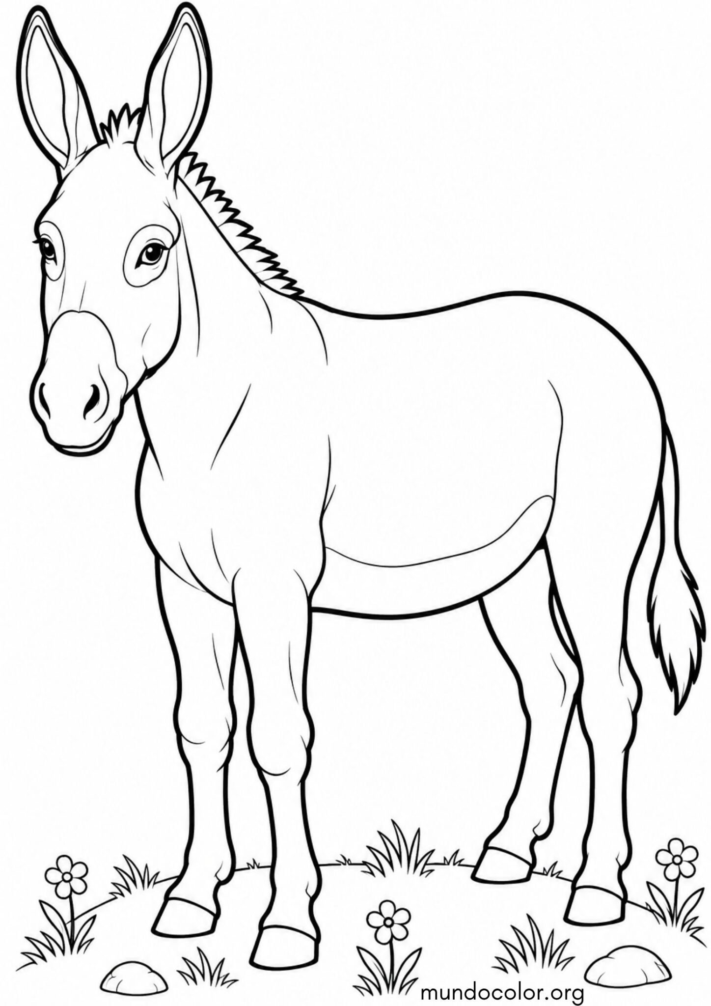 Dibujo de Burro en el campo para colorear